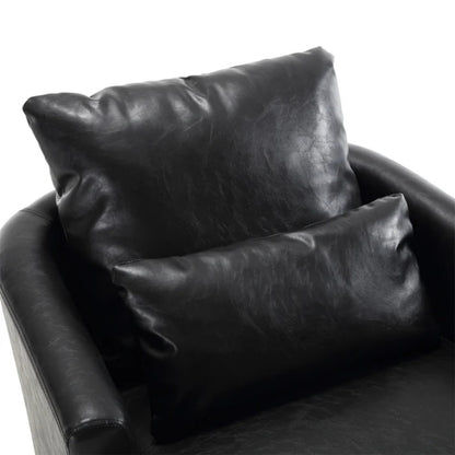 Modern Swivel Barrel Club Chair, Comfy Accent Sofa with 360 Degree Swivel, Black PU Leather, 32.68x30.31x24.80 Inches-海智集-Default-