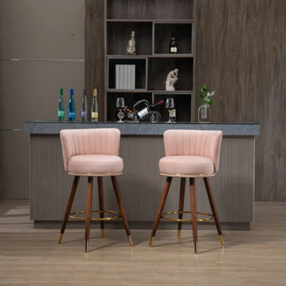 COOLMORE Counter Height Bar Stools Set of 2 for Kitchen Counter Solid Wood Legs with Fabric with a fixed height of 360 degrees-海智集-Default-