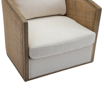 Beige Boucle Swivel Barrel Chair, Comfy Round Accent Sofa Chair with 360 Degree Swivel, Leisure Arm Chair for Living Room, Nursery, Hotel, Bedroom, Office, Lounge-海智集-Default-