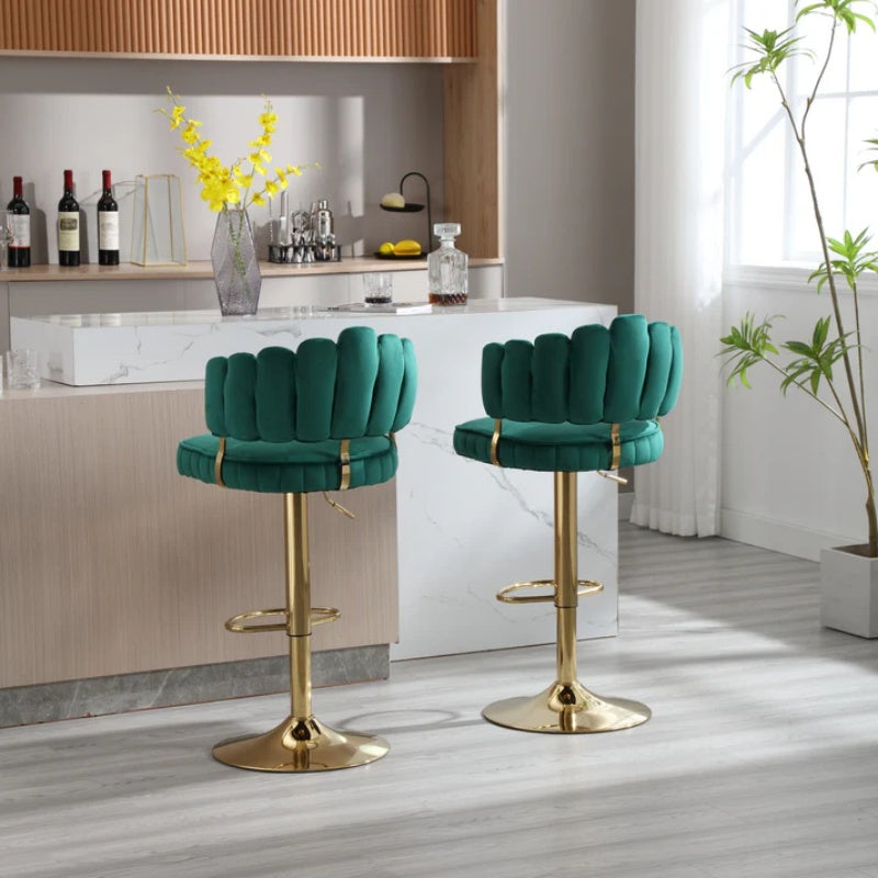 COOLMORE Swivel Bar Stools Set of 2 Adjustable Counter Height Chairs with Footrest for Kitchen, Dining Room-海智集-Default-
