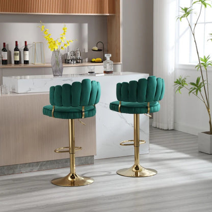COOLMORE Swivel Bar Stools Set of 2 Adjustable Counter Height Chairs with Footrest for Kitchen, Dining Room-海智集-Default-