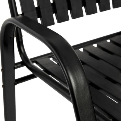 7 Pieces Patio Dining Set, Plastic chair and steel table Outdoor Set, plastic Chairs and Table Set for Garden Patio, Black-海智集-Default-