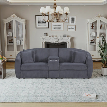 UNITED WE WIN corduroy fabric, two cup holders, storage, oversized two-seat, solid wood frame, high quality sponge filling, curved placement sofa-海智集-Default-