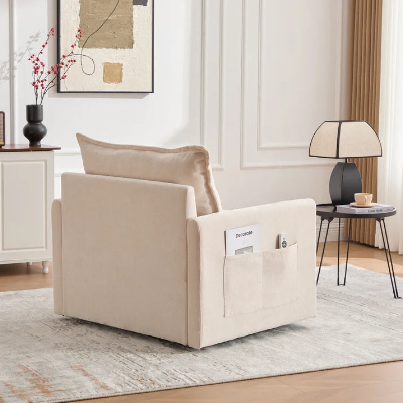 UNITED WE WIN Swivel Barrel Chair - Mid Century Modern Chair, Thick Padded Arm Chair with Solid Metal Base, Comfortable Single Sofa Chair, Swivel Accent Chair for Living Room Bedroom-海智集-Default-