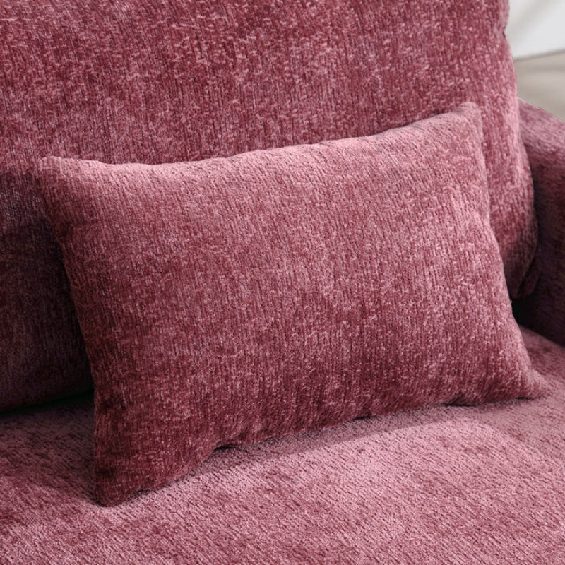 Mid Century Modern Wood Frame Armchair with Tufted Design and Studded Details in Wine Red Chenille Fabric-海智集-Default-