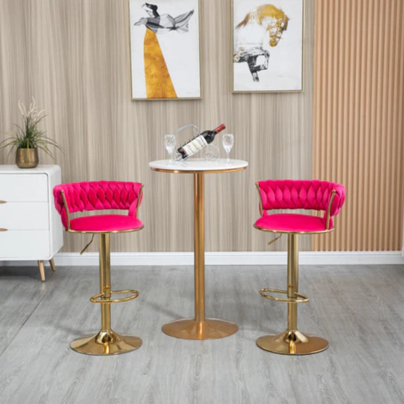 COOLMORE Swivel Bar Stools Set of 2 Adjustable Counter Height Chairs with Footrest for Kitchen, Dining Room 2PC/SET-海智集-Default-