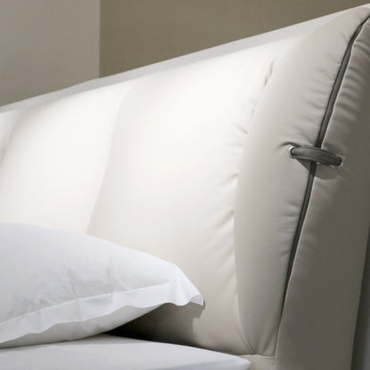 Jinxuan Series GINSON genuine Leather Bed, modern and simple Italian light Luxury high-end solid wood soft Package XF-15# (including bed board but excluding bedside table)-海智集-