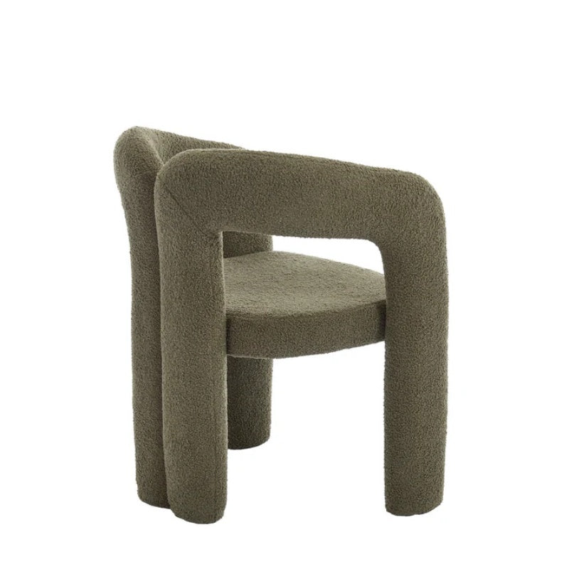 COOLMORE Contemporary Designed Velvet Upholstered Accent/Dining Chair in Olive Teddy Fabric with Armrests-海智集-Default-