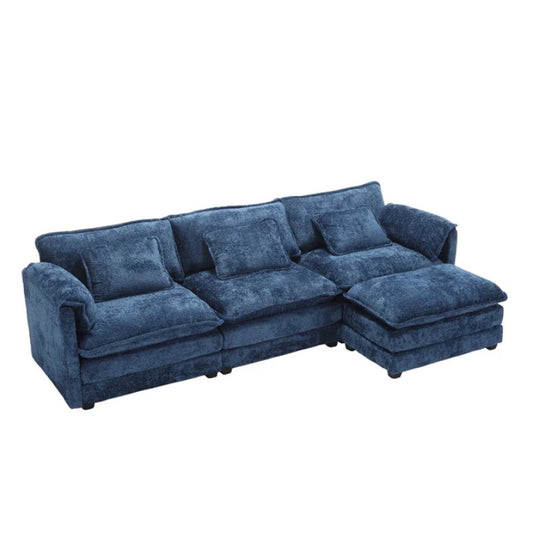 Modern Large L-Shape Sectional Chenille fabric, movable pedals, detachable armrests, oversized three-seat Sofa-海智集-Default-