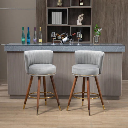COOLMORE Counter Height Bar Stools Set of 2 for Kitchen Counter Solid Wood Legs with a fixed height of 360 degrees-海智集-Default-