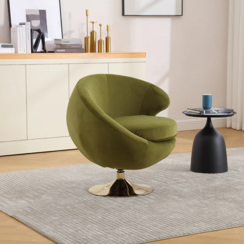 360 Degree Swivel Cuddle Barrel Accent Chairs, Round Armchairs with Wide Upholstered, Fluffy Fabric Chair for Living Room, Bedroom, Office, Waiting Rooms-海智集-Default-