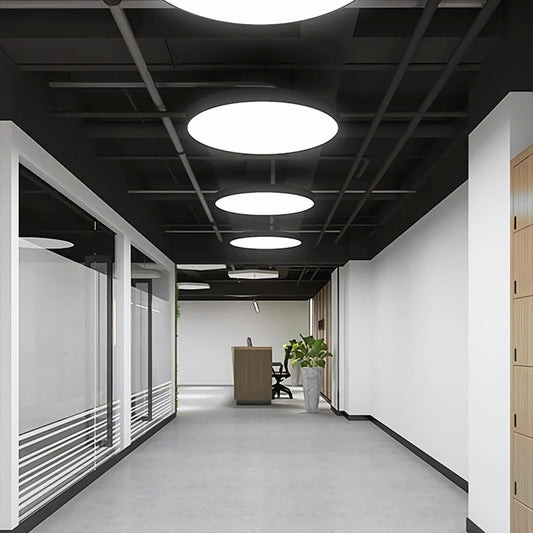 LED Edge-Lit Pendant Light - Ultra Bright 36W/40W/48W Round Hanging Light Fixture with 500mm Diameter, Monopoint Design, Aluminum Frame, Perfect for Indoor and Outdoor Use-海智集-