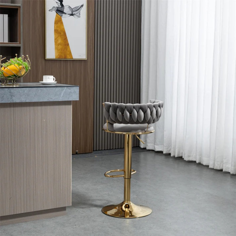 COOLMORE Swivel Bar Stools Adjustable Counter Height Chairs with Footrest for Kitchen, Dining Room-海智集-Default-