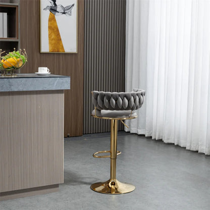 COOLMORE Swivel Bar Stools Adjustable Counter Height Chairs with Footrest for Kitchen, Dining Room-海智集-Default-