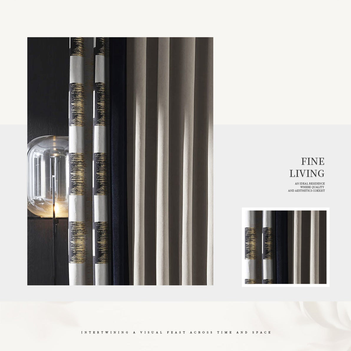 Ancient Glimpse Curtains: Handcrafted embossed texture imitates natural leather/stone, creating a light luxury organic style-海智集-
