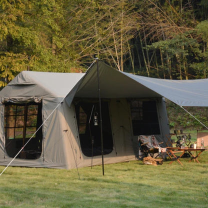 9.8 x13ft with canopy, Inflatable Camping Tents with Hand Pump, Air Glamping Tents, Easy Setup Waterproof and Windproof Blow up Tent Army green-海智集-Default-