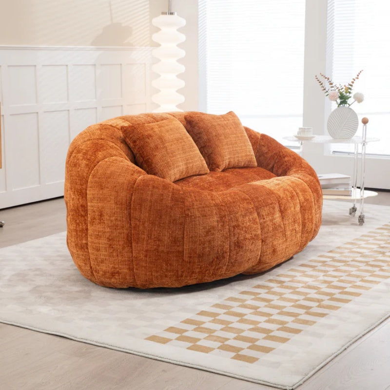 Durable Comfort High Back Bean Bag Sofa Lounger for Adults and Kids, Indoor & Outdoor, Orange Chenille-海智集-Default-