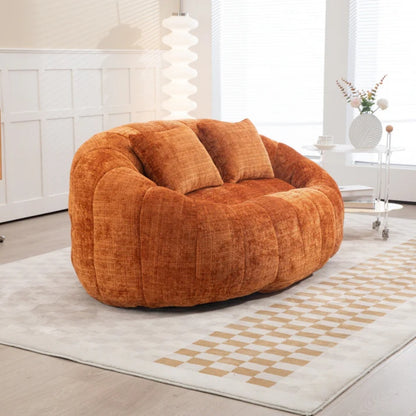 Durable Comfort High Back Bean Bag Sofa Lounger for Adults and Kids, Indoor & Outdoor, Orange Chenille-海智集-Default-