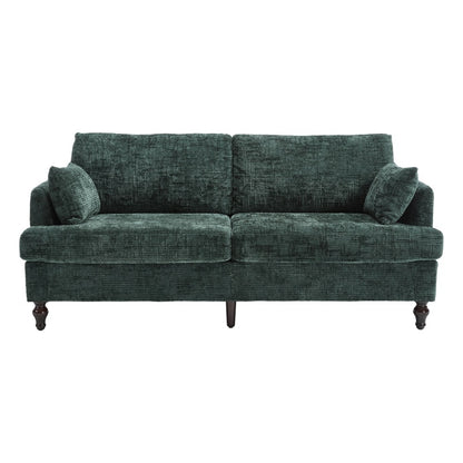 Modern Chenille 2-Seater Sofa with LED Light, USB Charging Port, and Storage Bag in Emerald-海智集-Default-