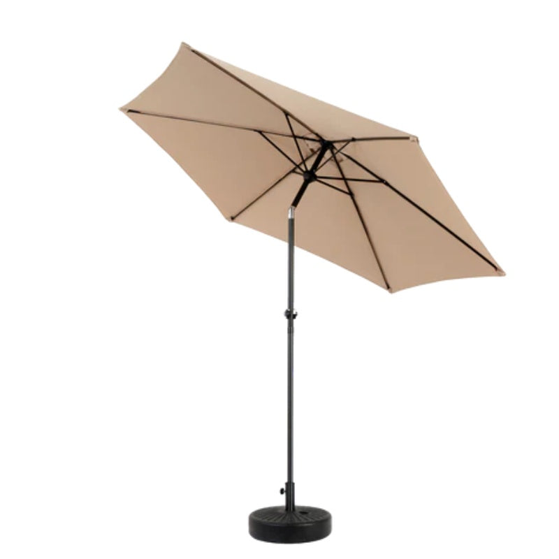 9FT Outdoor Patio Umbrella Outdoor Table Umbrella with Push Button Tilt and Crank, Market Umbrella 6 Sturdy Ribs , Deck, Backyard, Pool (Base Not Included) - ( khaki )-海智集-Default-