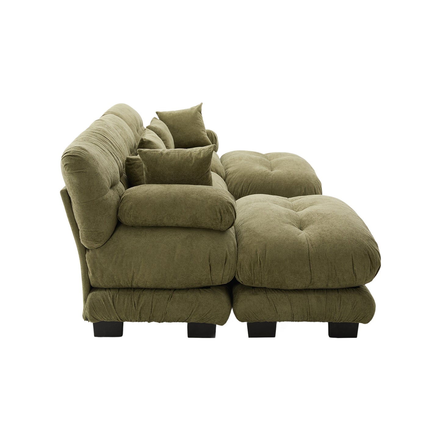 UNITED WE WIN Pelletized velvet U Shape Cloud Couch with 2 Ottomans,Free Combined 3 Seater Comfy Sofa with Bolster Armrest Pillows, sofa for Living Room-海智集-Default-