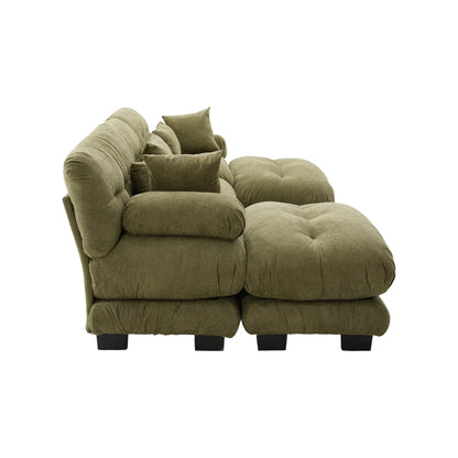 UNITED WE WIN Pelletized velvet U Shape Cloud Couch with 2 Ottomans,Free Combined 3 Seater Comfy Sofa with Bolster Armrest Pillows, sofa for Living Room-海智集-Default-