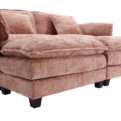 UNITED WE WIN Chenille fabric, solid construction, the overall structure of the sofa is stable, detachable armrests, two foot stools and two-seat sofa with side pockets-海智集-Default-
