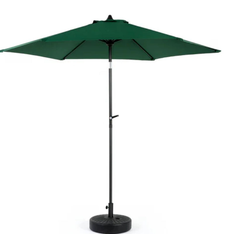 9FT Outdoor Patio Umbrella Outdoor Table Umbrella with Push Button Tilt and Crank, Market Umbrella 6 Sturdy Ribs , Deck, Backyard, Pool (Base Not Included) - ( Dark green )-海智集-Default-