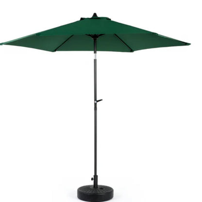 9FT Outdoor Patio Umbrella Outdoor Table Umbrella with Push Button Tilt and Crank, Market Umbrella 6 Sturdy Ribs , Deck, Backyard, Pool (Base Not Included) - ( Dark green )-海智集-Default-