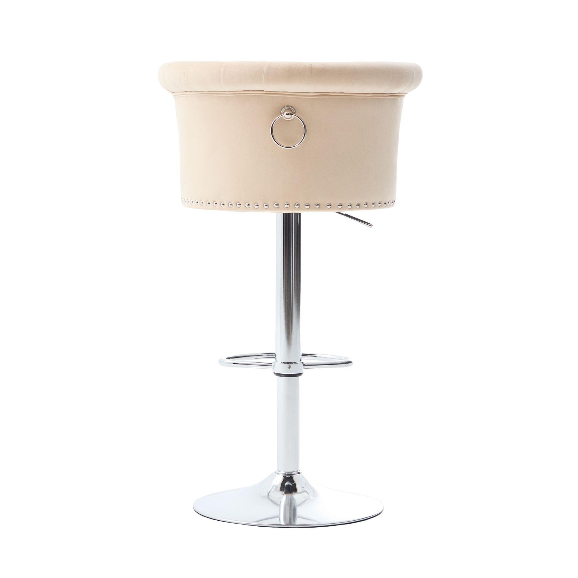 COOLMORE Velvet Bar Stool Set of 2, Adjustable Swivel Bar Stools with Silver Plated Metal Leg, Chrome Nailhead, Counter Height Chair for Kitchen,Dining Room-海智集-Default-