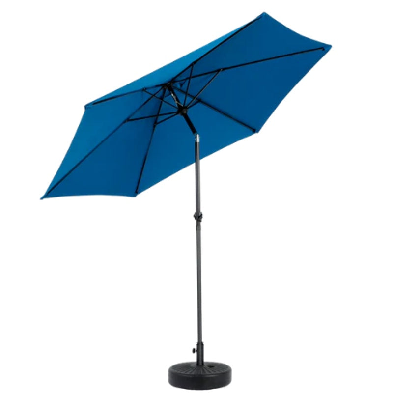 9FT Outdoor Patio Umbrella Outdoor Table Umbrella with Push Button Tilt and Crank, Market Umbrella 6 Sturdy Ribs , Deck, Backyard, Pool (Base Not Included) - ( Dark blue )-海智集-Default-