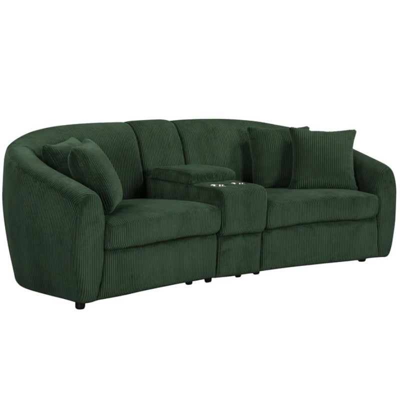 UNITED WE WIN corduroy fabric, two cup holders, storage, oversized two-seat, solid wood frame, high quality sponge filling, curved placement sofa-海智集-Default-