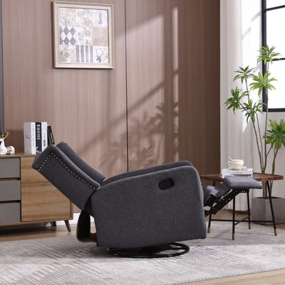 COOLMORE Rocking Recliner Chair,360 Degree Swivel Nursery Rocking Chair,Glider Chair,Modern Small Rocking Swivel Recliner Chair for Bedroom,Living Room Chair Home Theater Seat (Dark Gray)-海智集-Default-