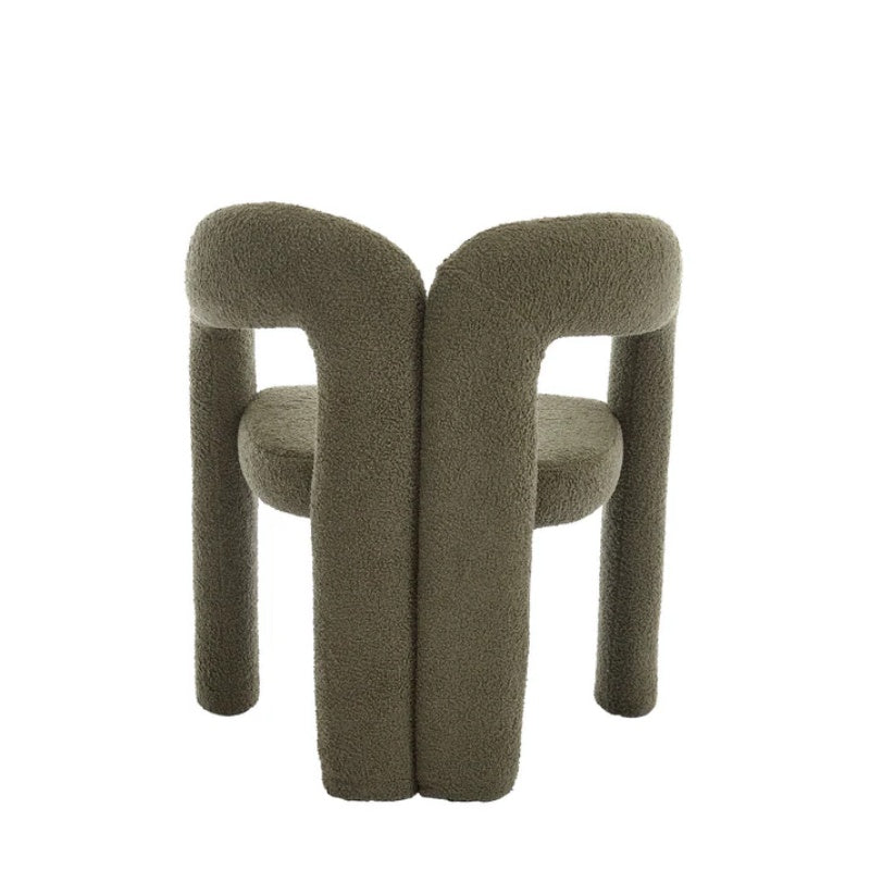 COOLMORE Contemporary Designed Velvet Upholstered Accent/Dining Chair in Olive Teddy Fabric with Armrests-海智集-Default-