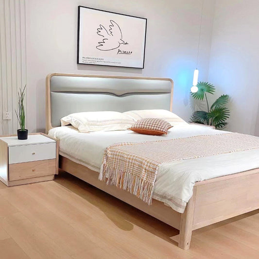 Yi Ran Ju Series Rubber Wood Solid Wood Bed 5909 (Including Oak Bed Board) - Original Wood Style, Cream Style, Minimalist Style-海智集-