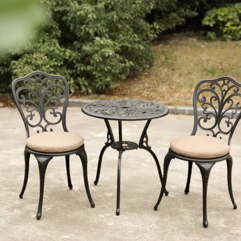 Best seller Products 3-Piece Outdoor Rust-Resistant Cast Aluminum Patio Bistro Set with cushion-海智集-Default-