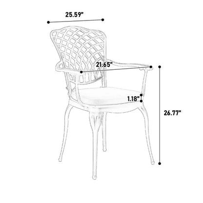 3 Piece Patio Bistro Set Cast Aluminum Bistro Table and Chairs Set of 2 with Umbrella Hole,All Weather Metal Bistro Table Set,Outdoor Patio Furniture Set for Garden with cushion White-海智集-Default-