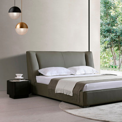 Adjustable Backrest Leather Bed with Lumbar Support-海智集-