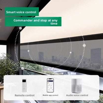 Open balcony windproof, rainproof, sun-proof, electric intelligent roller blinds, sunshade L curtains, heat insulation, ventilation, sealing the balcony god-海智集-