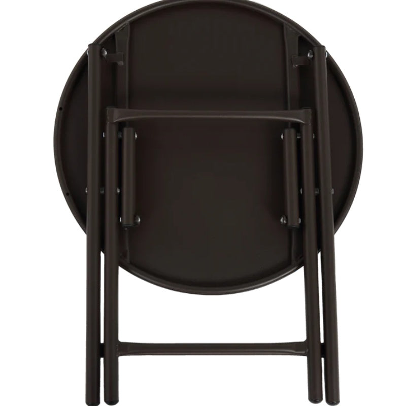 3 Piece Patio set, Outdoor Camping Chairs with Breathable Textilene Fabric, folding table with steel table top, 2chairs and 1table set ( Brown)-海智集-Default-