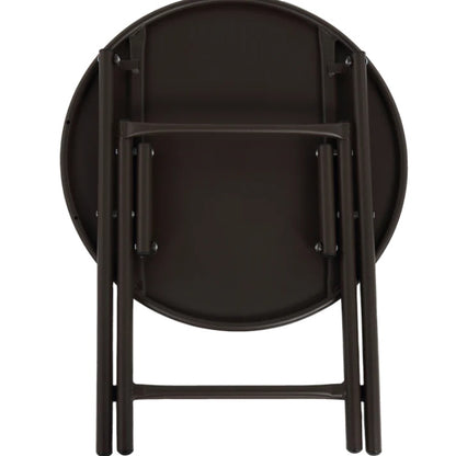 3 Piece Patio set, Outdoor Camping Chairs with Breathable Textilene Fabric, folding table with steel table top, 2chairs and 1table set ( Brown)-海智集-Default-