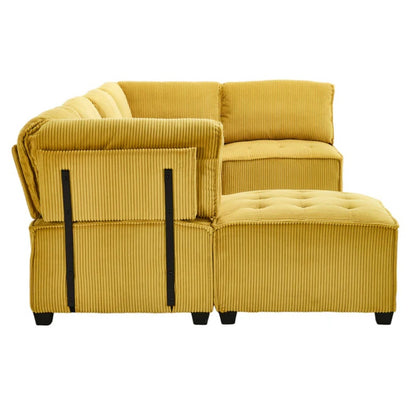 UNITED WE WIN Modular Sectional Sofa U Shaped Modular Couch with Reversible Chaise Modular Sofa Sectional Couch,6- Seat Convertible Sofa,Fit for Living Room-海智集-Default-