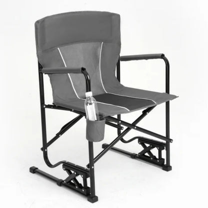 Outdoor Freestyle Rocker Camping Chair Portable Folding Rocking Chair with Solid, Durable Armrests, Drink Holder & Comfortable Backrest -Grey-海智集-Default-