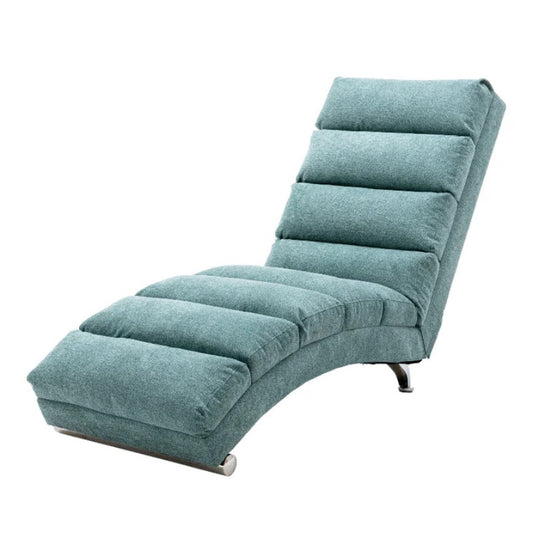 Ergonomic Electric Massage Chaise Lounge with Remote Control, Teal Linen Upholstery, 5 Modes for Relaxation-海智集-Default-