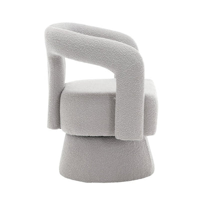 COOLMORE 360 Degree Swivel Cuddle Barrel Accent Chairs, Round Armchairs with Wide Upholstered, Fluffy Fabric Chair for Living Room, Bedroom, Office, Waiting Rooms (Light Gray Boucle)-海智集-Default-