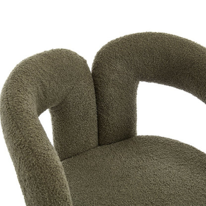 COOLMORE Contemporary Designed Velvet Upholstered Accent/Dining Chair in Olive Teddy Fabric with Armrests-海智集-Default-
