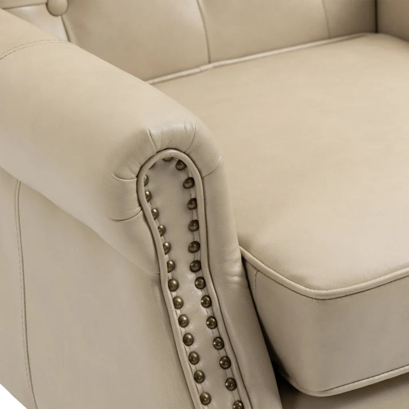 Modern Accent Chair Lounge Chair with Sturdy Wood Legs in Camel PU Leather for Living Room and Bedroom-海智集-Default-