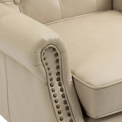 Modern Accent Chair Lounge Chair with Sturdy Wood Legs in Camel PU Leather for Living Room and Bedroom-海智集-Default-
