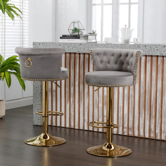 COOLMORE Swivel Bar Stools Set of 2 Adjustable Counter Height Chairs with Footrest for Kitchen, Dining Room 2PC/SET-海智集-Default-