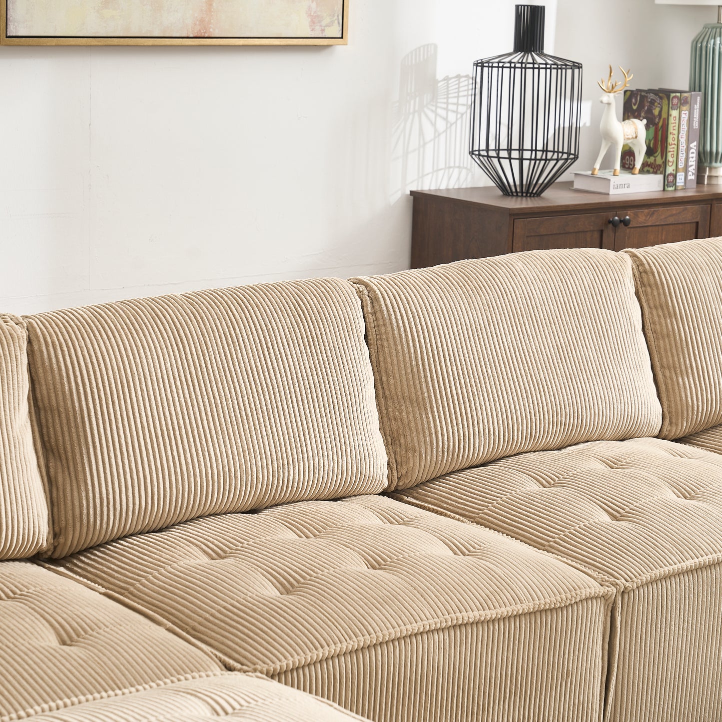 UNITED WE WIN Modular Sectional Sofa U Shaped Modular Couch with Reversible Chaise Modular Sofa Sectional Couch,6- Seat Convertible Sofa,Fit for Living Room-海智集-Default-